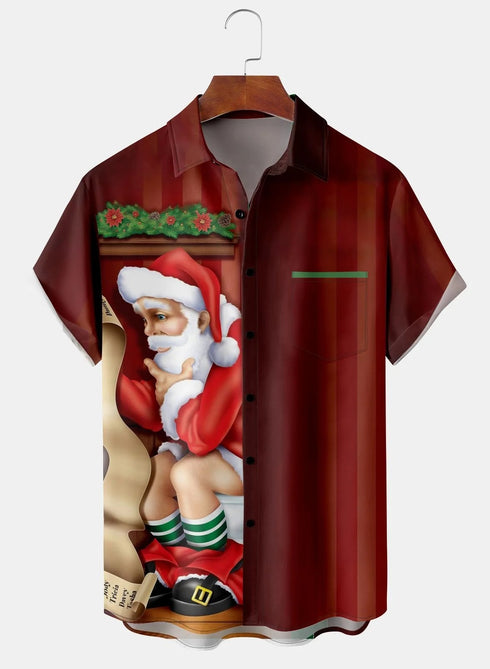 Men's Christmas Funny Graphic Short Sleeve Hawaiian Shirt